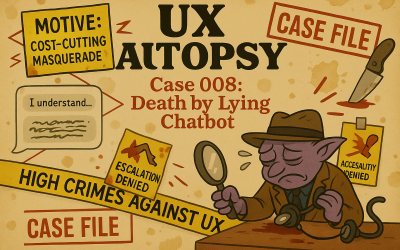 UX Autopsy Case 008: Death by Lying Chatbot (Customer Service Edition)